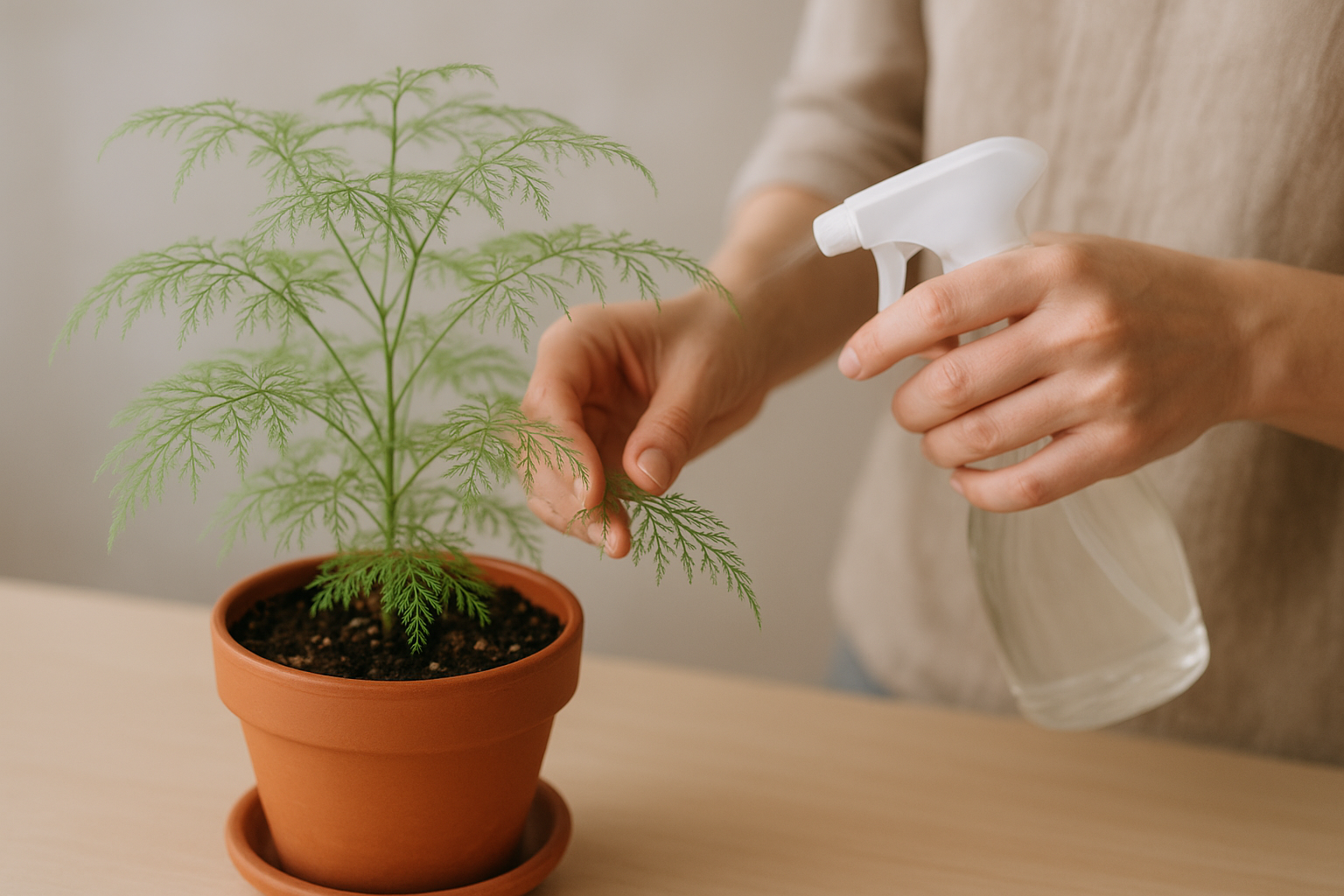 Delikatne, cienkie liście paproci w jasnym, domowym wnętrzu – ilustracja artykułu