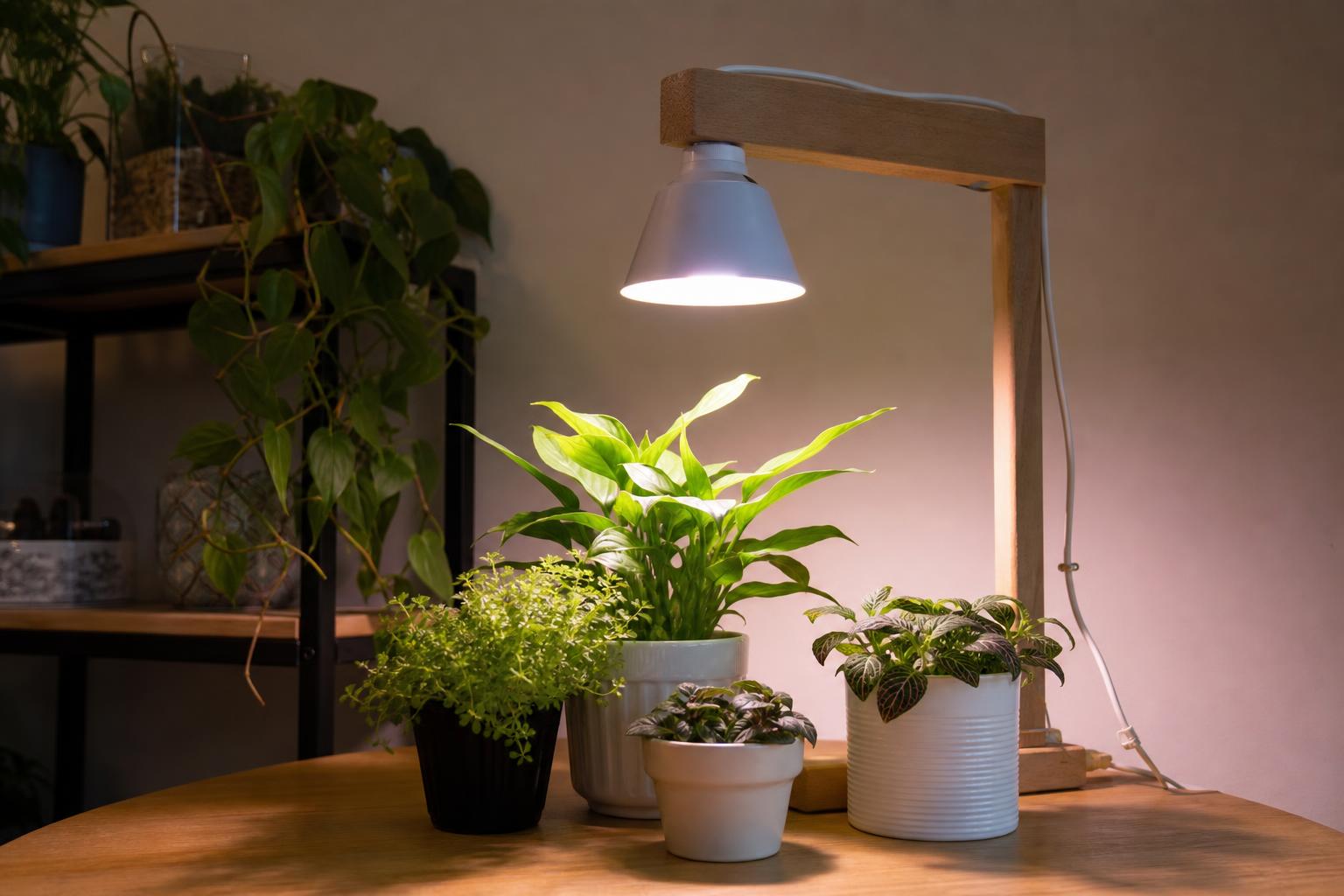 Lampa DIY LED wspierająca wzrost roślin doniczkowych – wygenerowane przez AI - Ilustracja artykułu. 