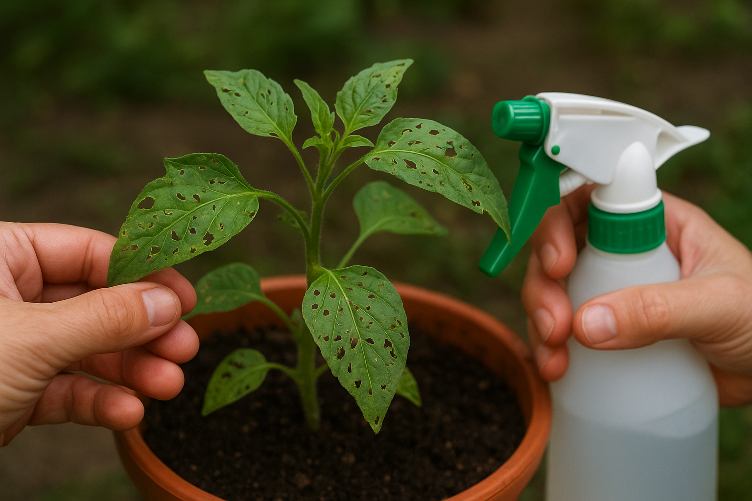 Zdrowa roślina doniczkowa z nowymi liśćmi po regeneracji po ataku szkodników – ilustracja artykułu