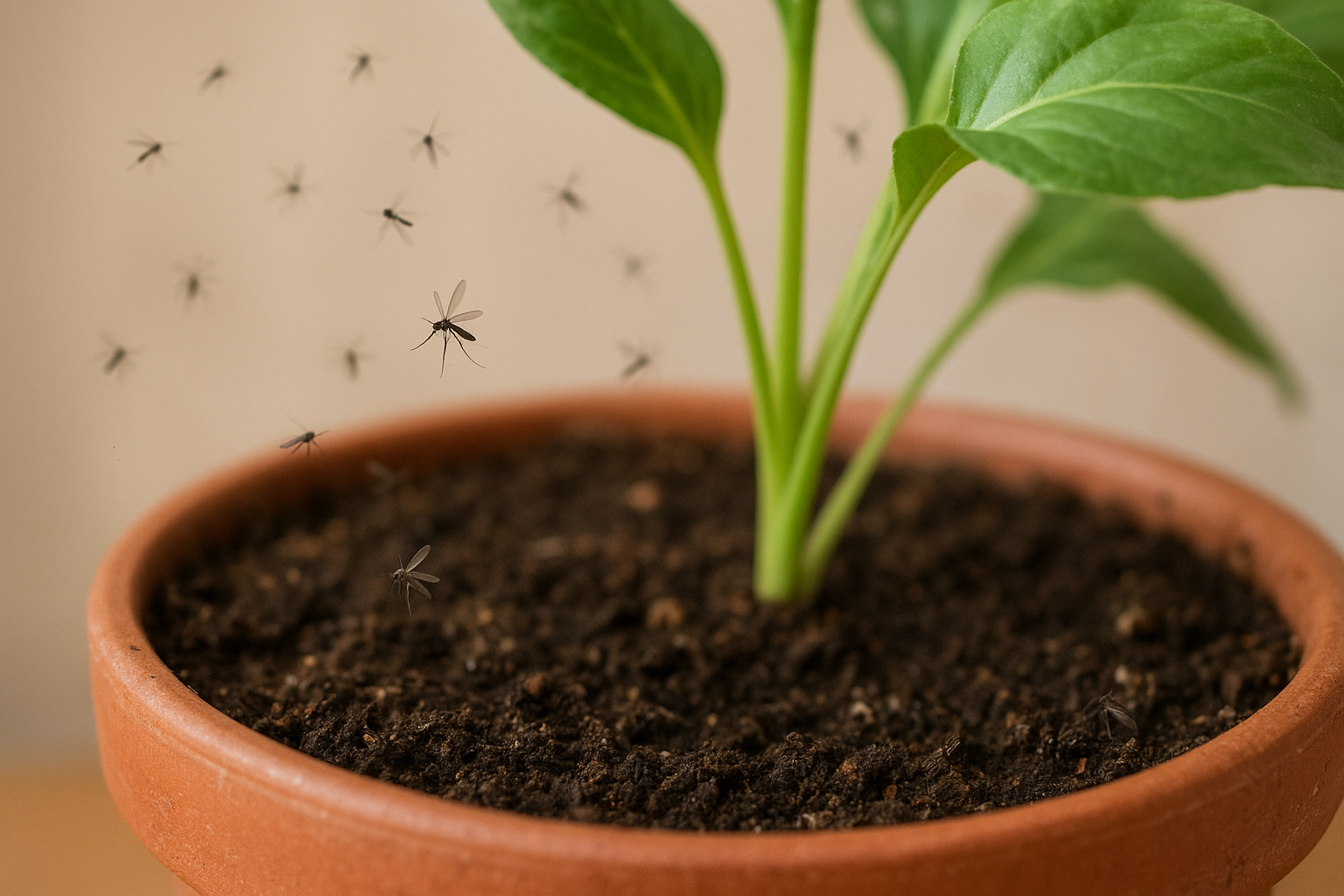 Ziemiórki na doniczce z rośliną domową – naturalne metody zwalczania, widoczny piasek i pułapka bez chemii – ilustracja artykułu