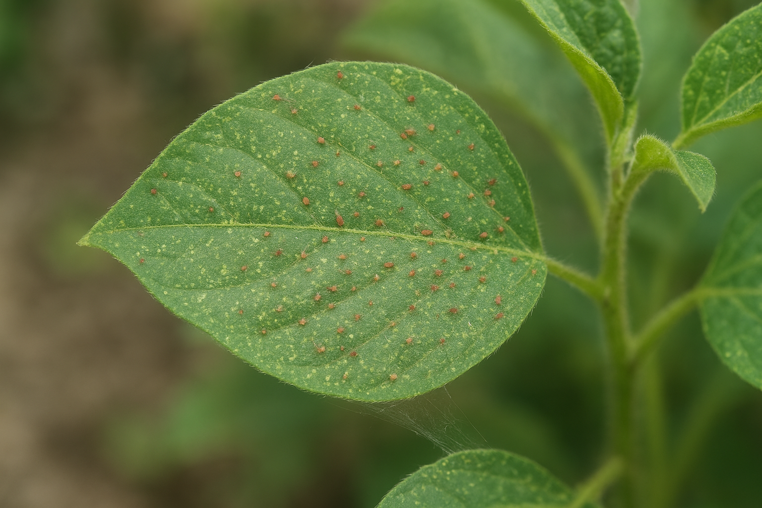 Przędziorki na spodniej stronie liścia rośliny doniczkowej – delikatna pajęczynka i widoczne szkodniki. – ilustracja artykułu