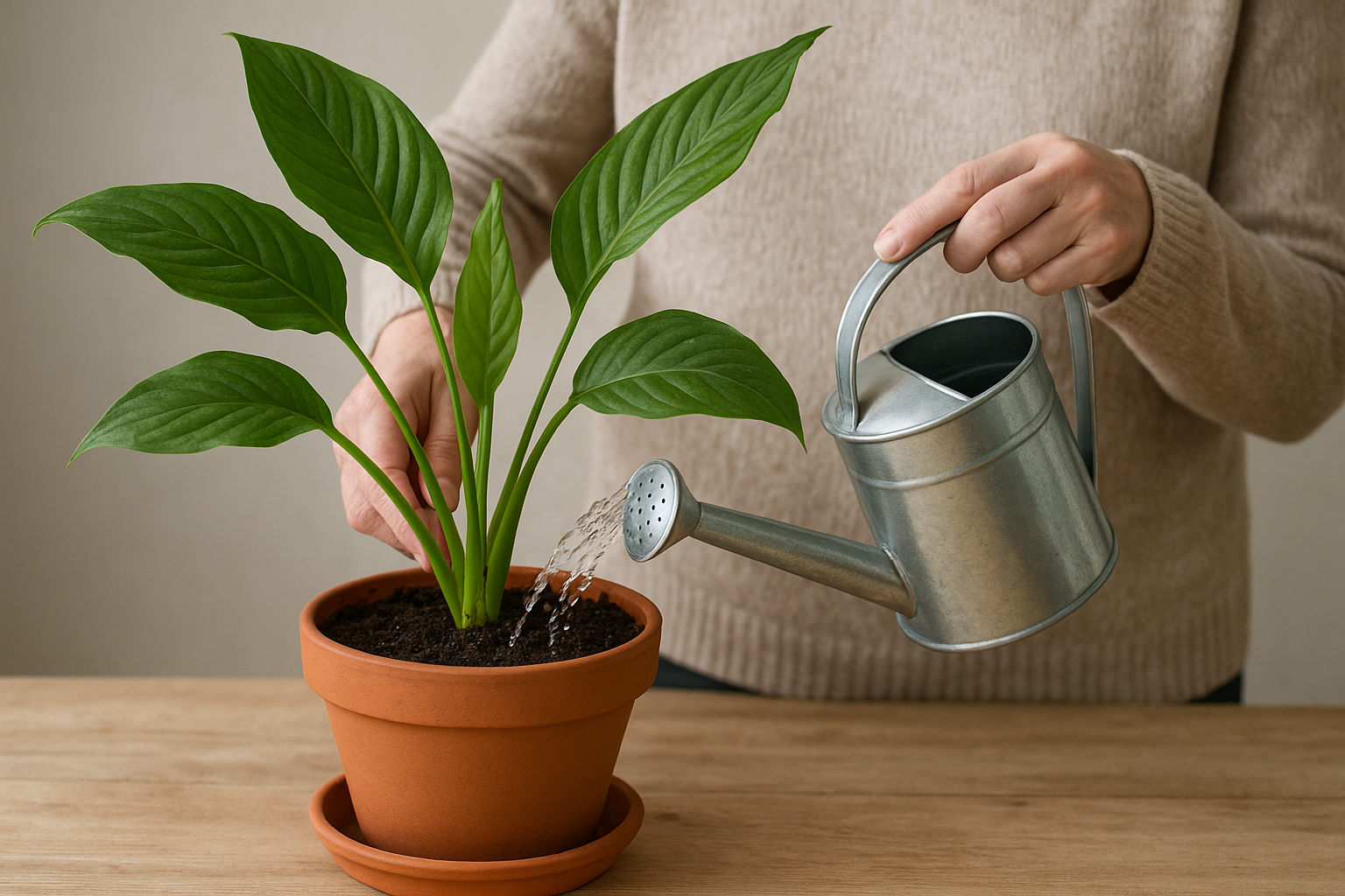 Podlewanie roślin doniczkowych od góry i od dołu – praktyczne porównanie metod. – ilustracja artykułu