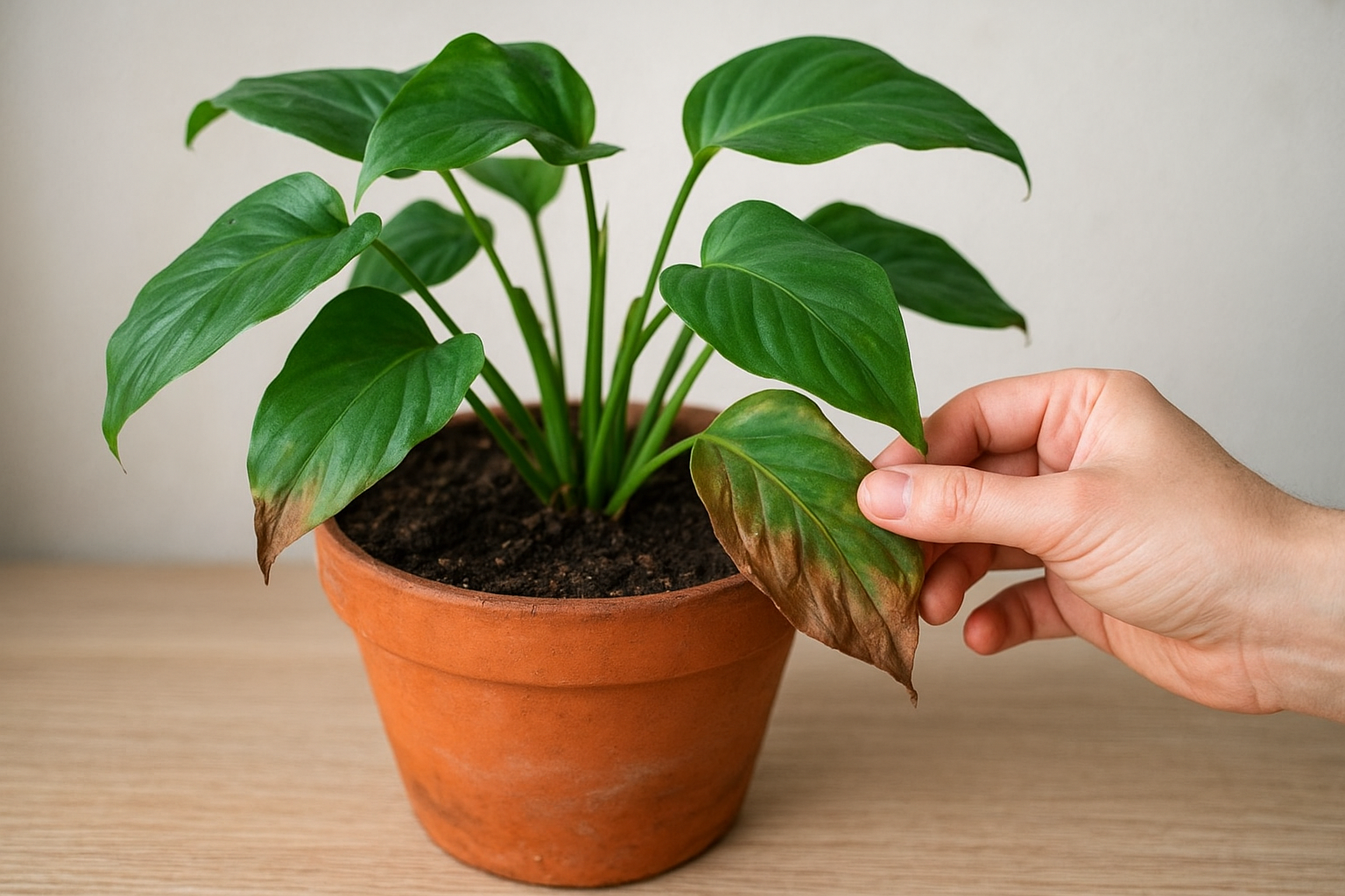 Roślina doniczkowa z rozbudowaną bryłą korzeniową przed przesadzeniem – ilustracja artykułu