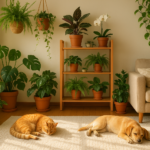 Bezpieczne rośliny doniczkowe w domu ze zwierzętami – kot i pies wśród zieleni