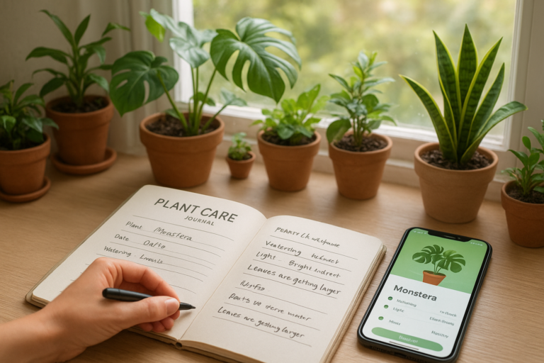 Prowadzenie dziennika obserwacji roślin doniczkowych przy jasnym oknie