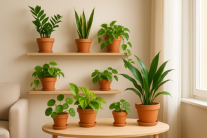 Łatwe rośliny doniczkowe dla początkujących w jasnym, przytulnym wnętrzu domu