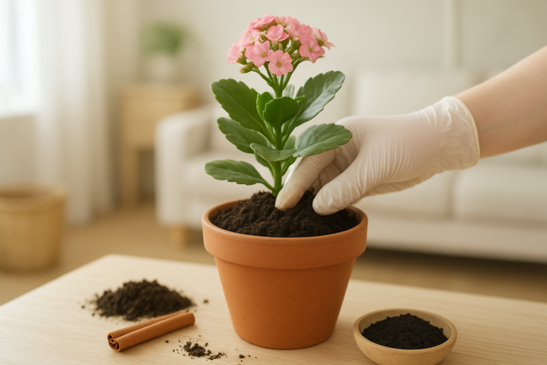 Bezpieczne przesadzanie roślin doniczkowych – sterylna praca, świeże podłoże, naturalne środki ochronne.