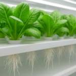 Zdrowe rośliny hydroponiczne z widocznymi białymi korzeniami w czystym systemie, symbol profilaktyki chorób w hydroponice